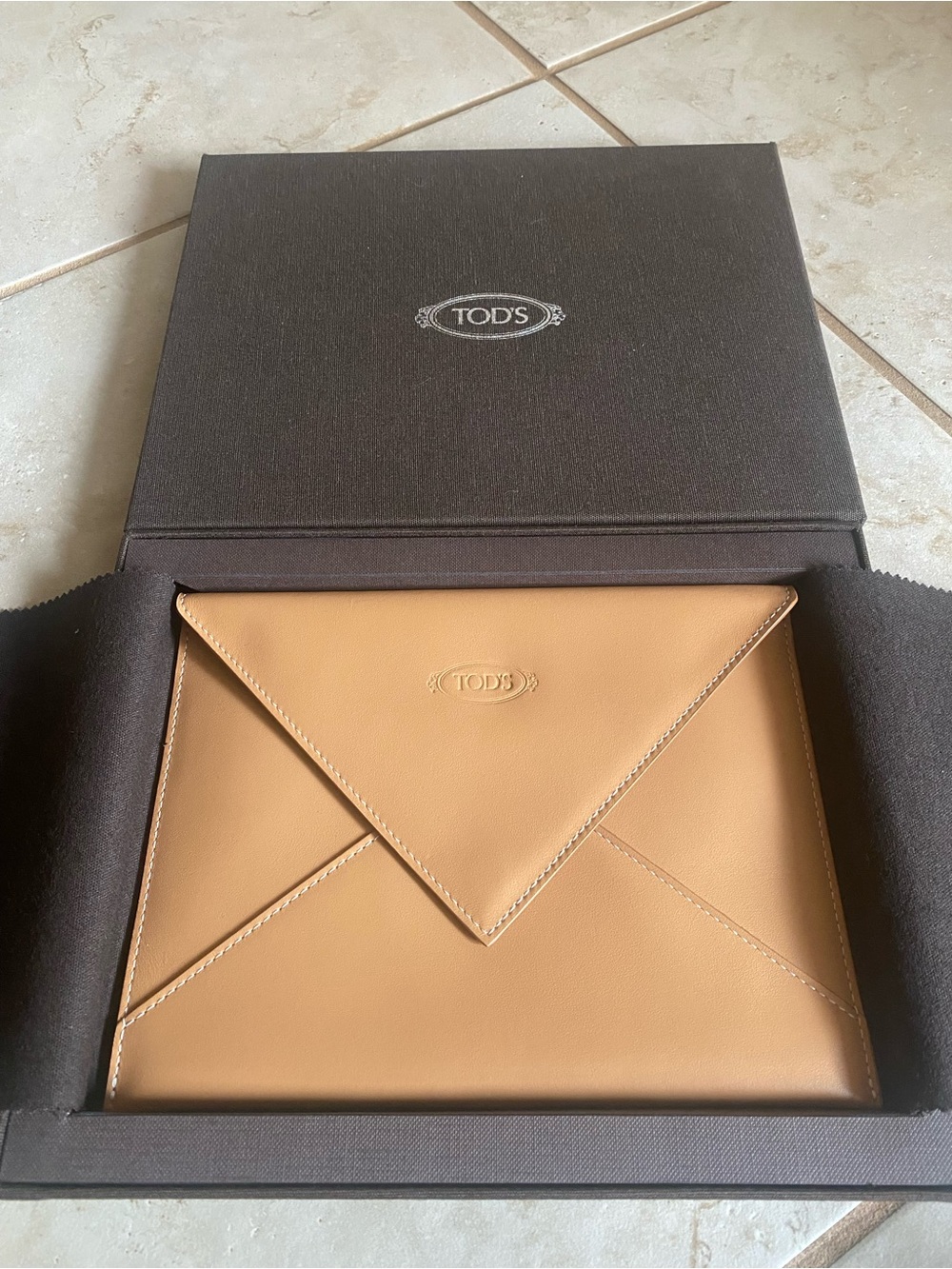 Tod's Camel/Tan Leather Envelope Clutch
